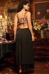 Black georgette draped dress